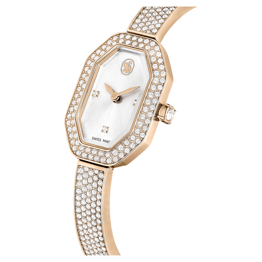 swarovski dextera bangle watch  swiss made  metal bracelet  gold tone  champagne gold tone finish