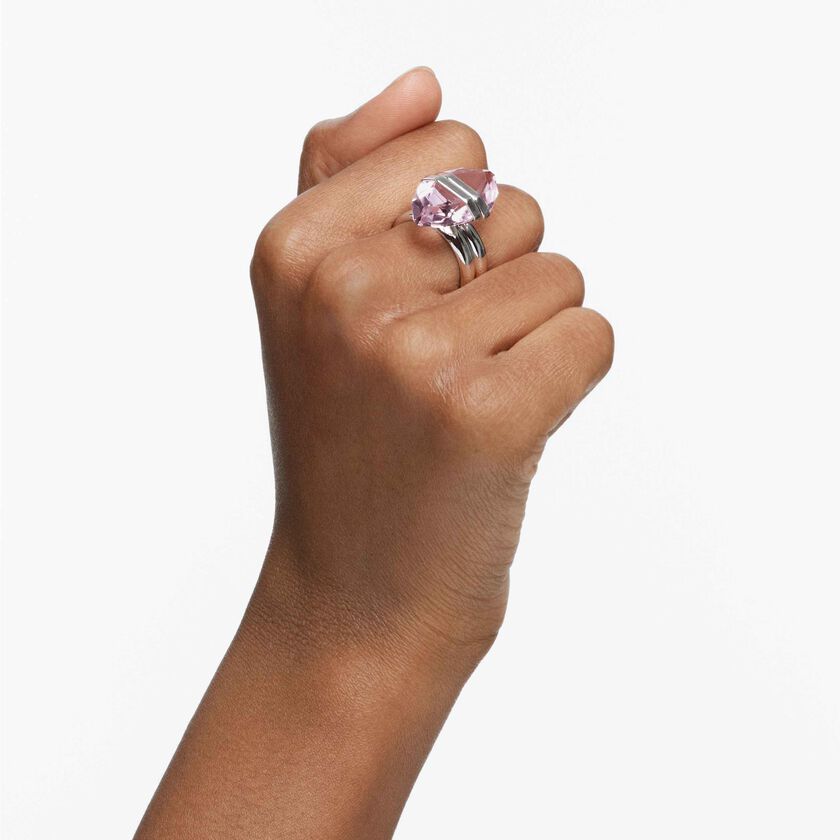 swarovski lucent ring  magnetic  pink  rhodium plated