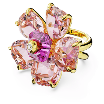 swarovski idyllia cocktail ring  flower  pink  gold tone plated