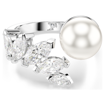 swarovski mesmera open ring  crystal pearl  marquise cut  white  rhodium plated