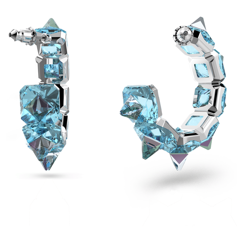 swarovski chroma hoop earrings  blue  rhodium plated