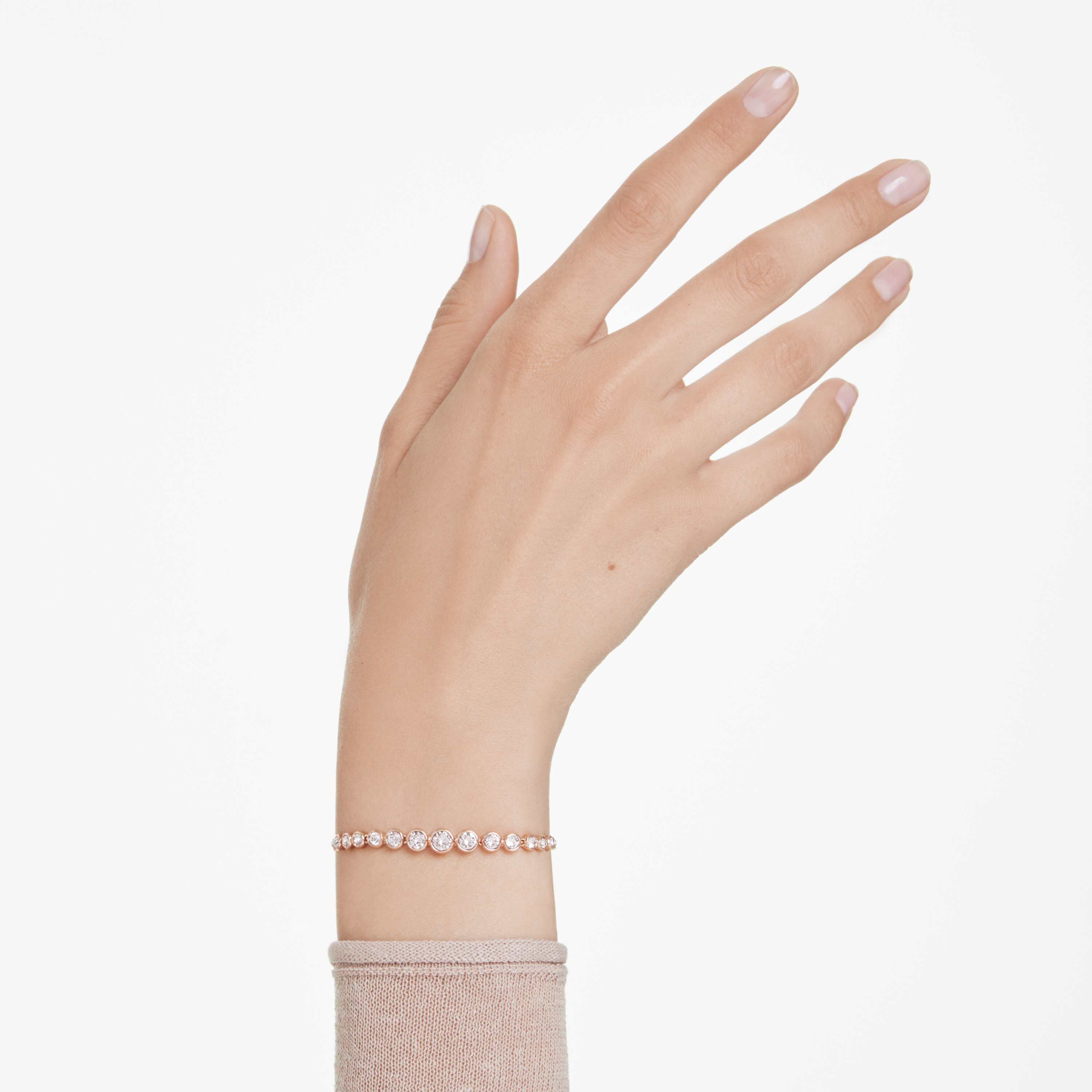 swarovski سوار imber tennis، قطع مستدير متنوع، لون وردي، طلاء باللون الذهبي الوردي