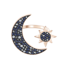 خاتم مفتوح Symbolic من سواروفسكي، على شكل قمر ونجمة، ألوان متعددة، طلاء باللون الذهبي الوردي