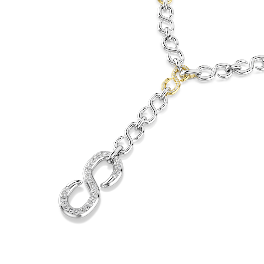 swarovski dextera strandage  round cut  white  mixed metal finish