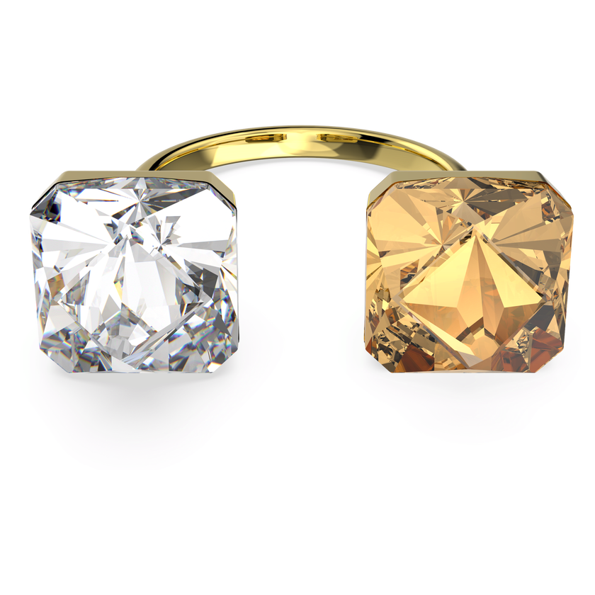 swarovski خاتم chroma، مزدان بكريستالات هرمية، ألوان متعددة، طلاء باللون الذهبي