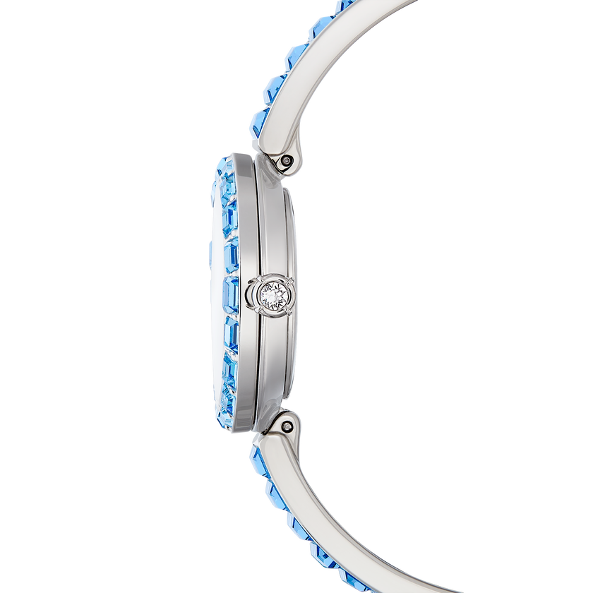 swarovski matrix bangle watch  swiss made  crystal bracelet  blue  stainless steel