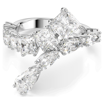 swarovski matrix ring  mixed cuts  white  rhodium plated