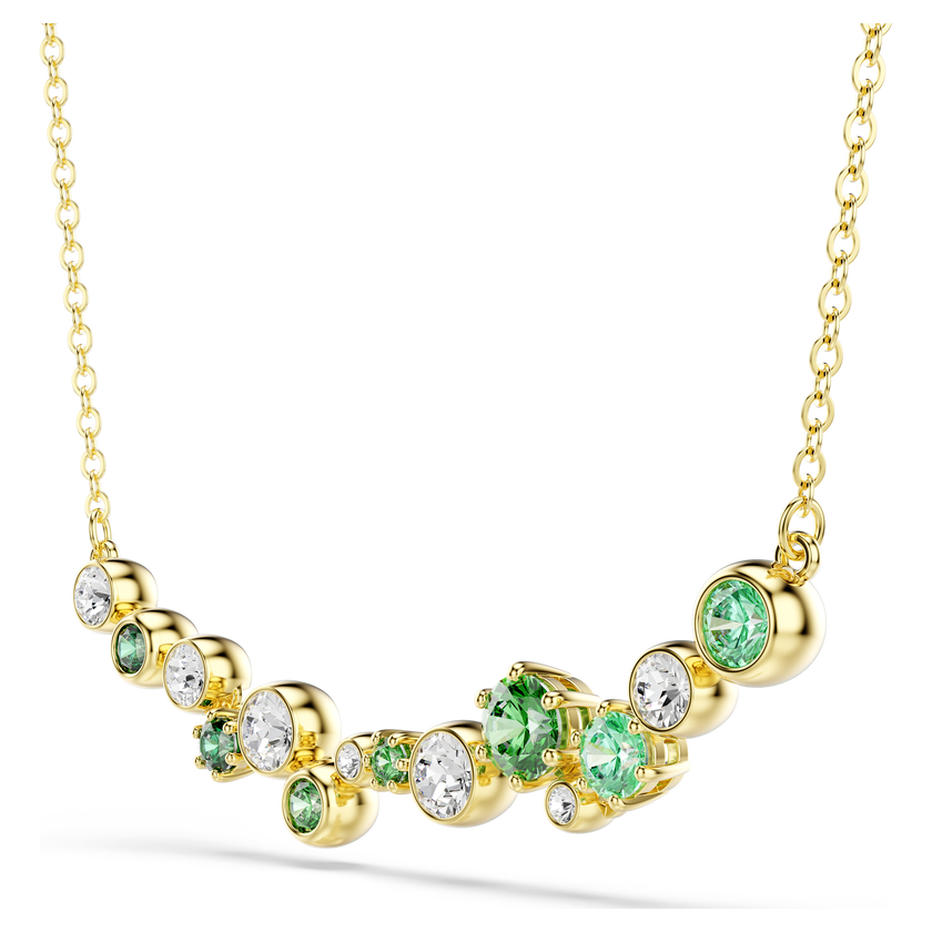 swarovski constella necklace  mixed cuts  green  gold tone plated