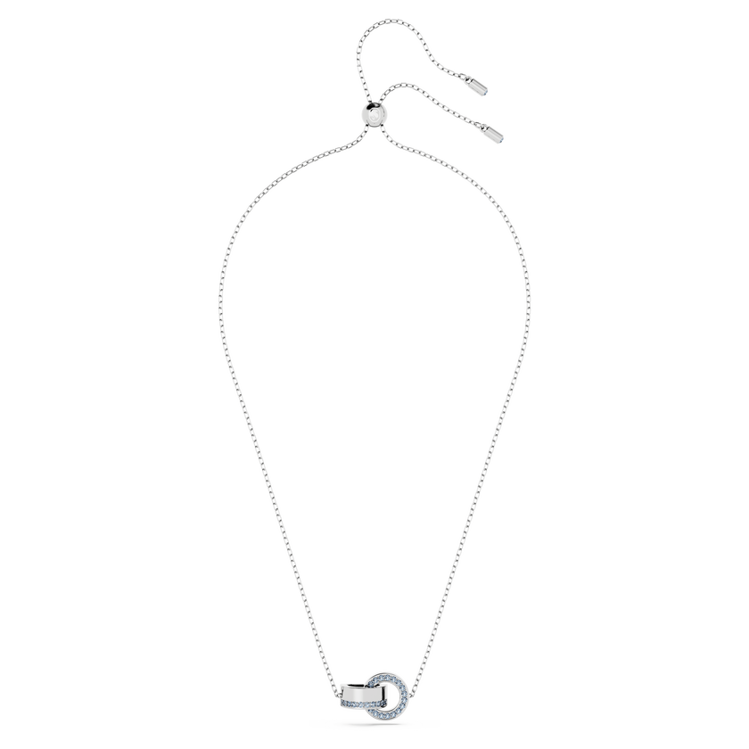 swarovski hollow pendant  interlocking loop  blue  rhodium plated
