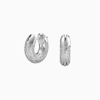 Dextera hoop earrings, Pavé crystal, Rhodium plated
