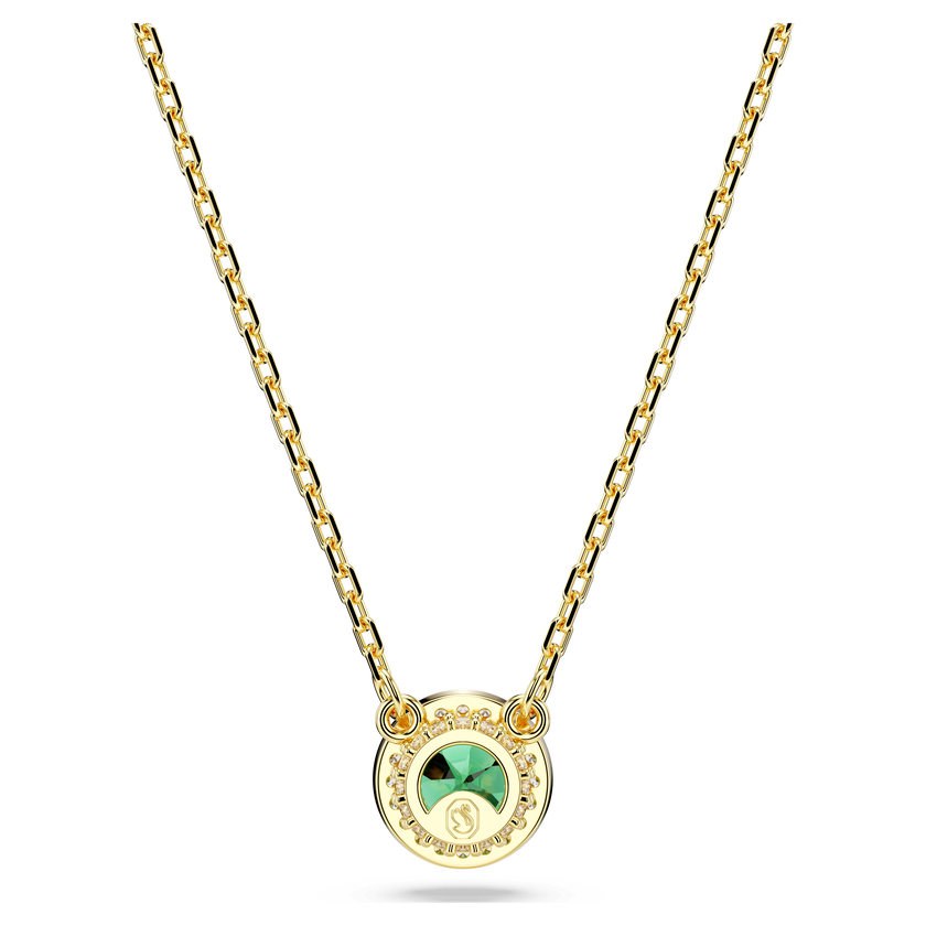 swarovski una angelic pendant  round cut  pav   green  gold tone plated