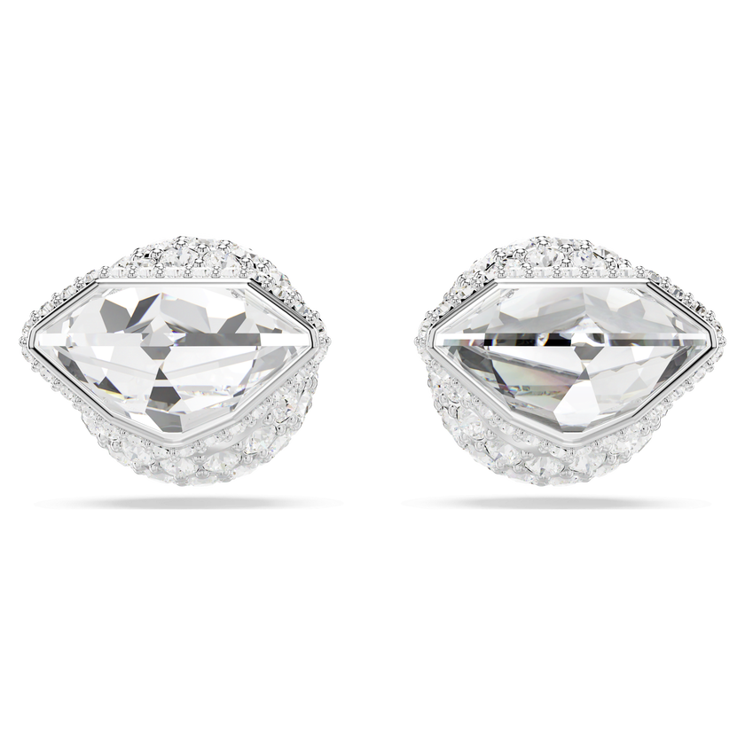 swarovski أقراط دبوسية lucent، أحجار كريستال صغيرة متراصة، شكل كرة، لون أبيض، طلاء روديوم