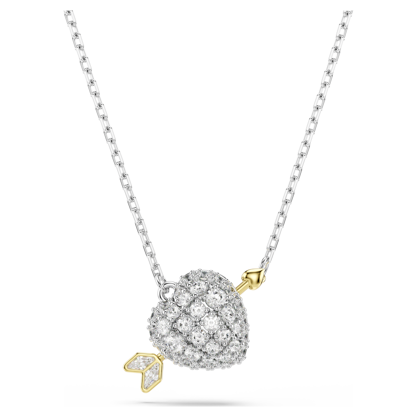 swarovski idyllia pendant  mixed cuts  heart  white  mixed metal finish