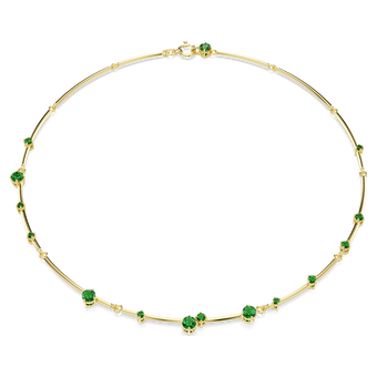 swarovski constella necklace  mixed round cuts  green  gold tone plated