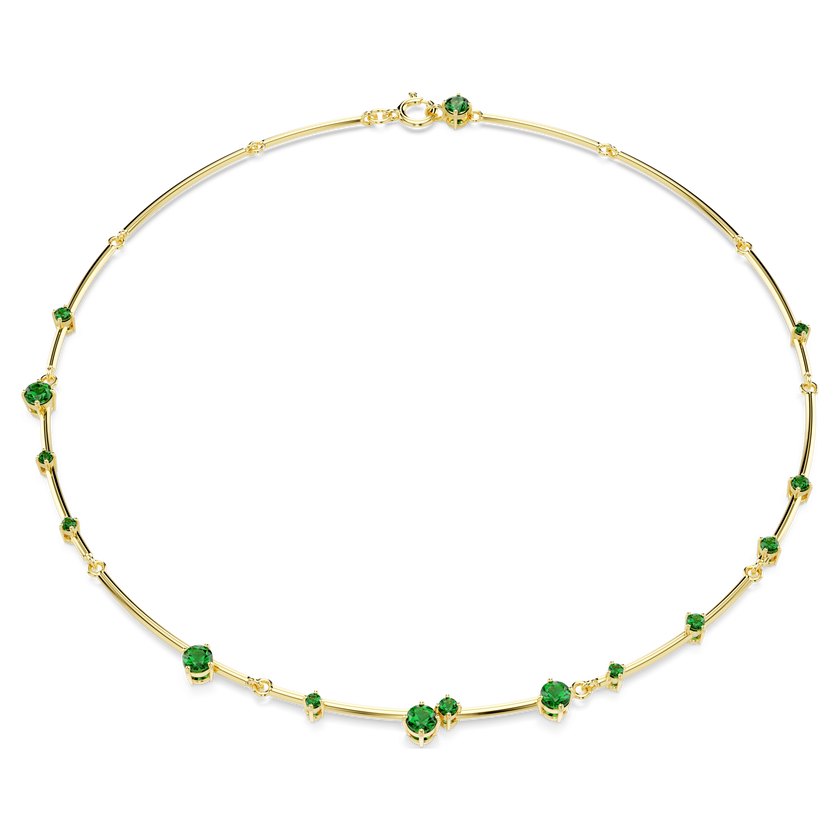 swarovski constella necklace  mixed round cuts  green  gold tone plated