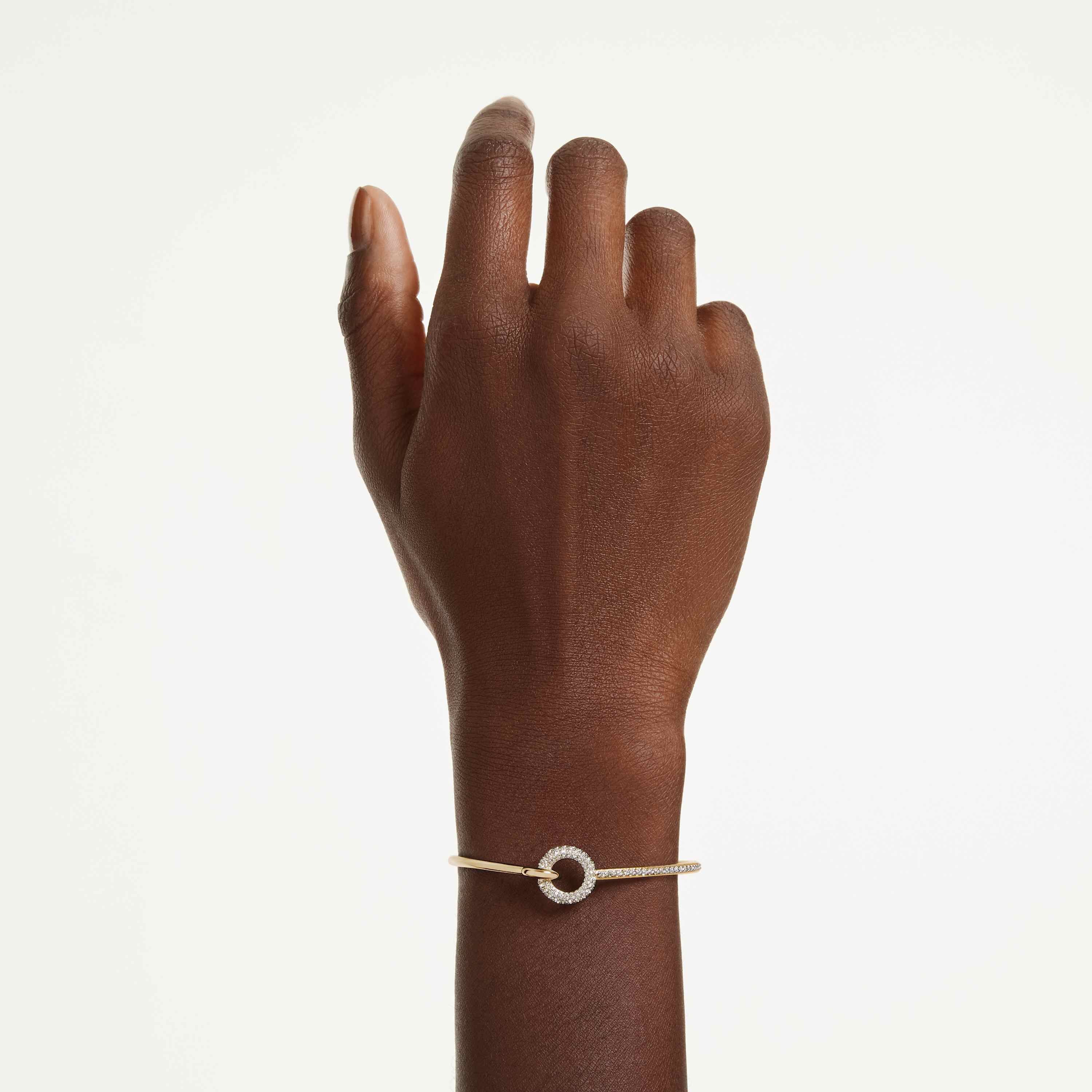 swarovski سوار dextera، قطع مستدير، لون أبيض، طلاء باللون الذهبي