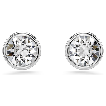swarovski imber stud earrings  round cut  white  rhodium plated