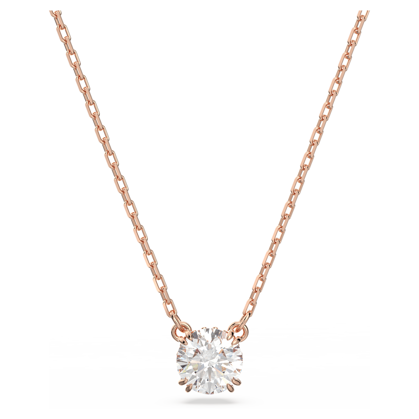 swarovski stilla pendant  round cut  white  rose gold tone plated