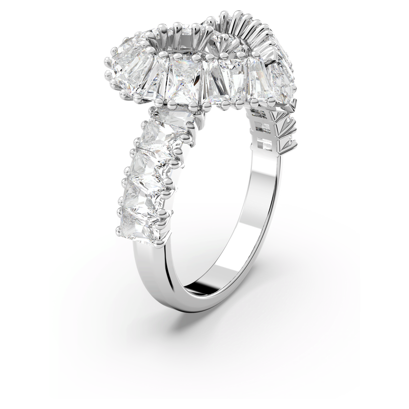 swarovski matrix cocktail ring  mixed cuts  heart  white  rhodium plated