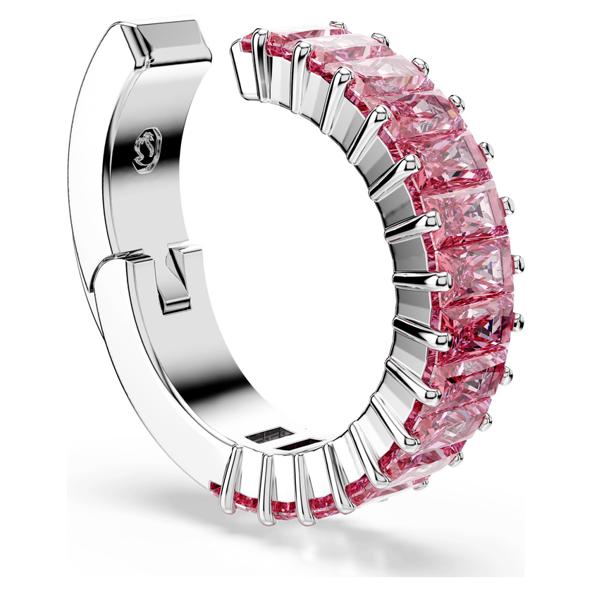 swarovski matrix ear cuffs  baguette cut  pink  rhodium plated