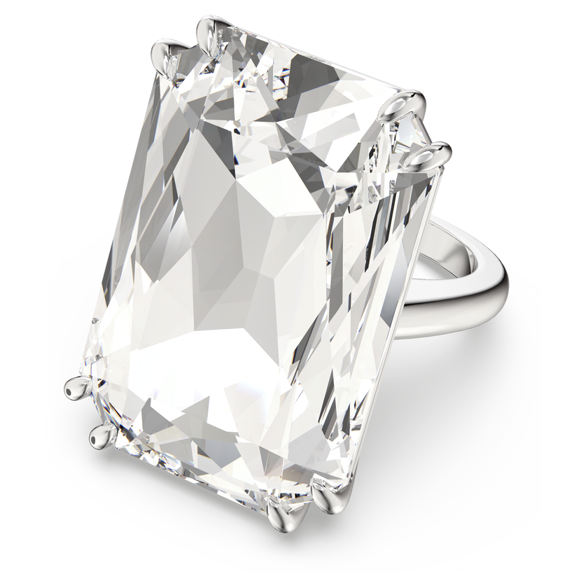 swarovski mesmera cocktail ring  oversized crystal  white  rhodium plated