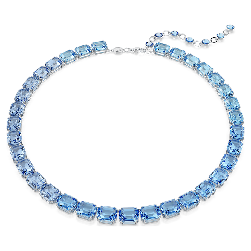 swarovski millenia necklace  octagon cut  color gradient  blue  rhodium plated