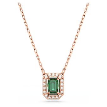 swarovski una necklace  octagon cut  green  rose gold tone plated
