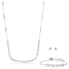 Mesmera set, Mixed cuts, Scattered design, White, Rhodium plated