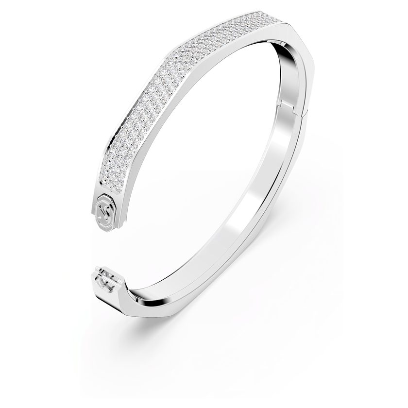 swarovski dextera bangle  octagon shape  white  rhodium plated