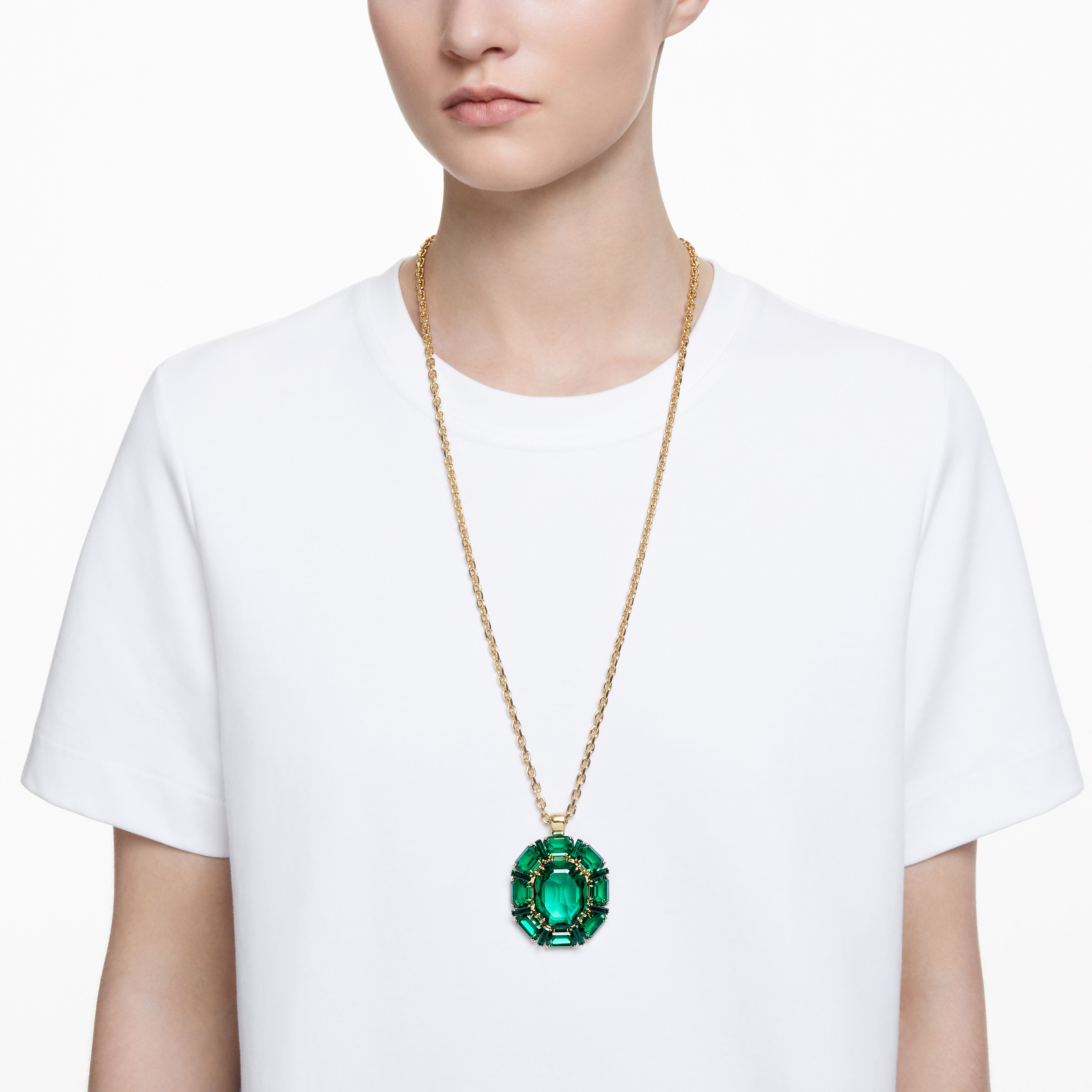 Buy Swarovski Millenia pendant, Mixed cuts, Green, Gold-tone plated