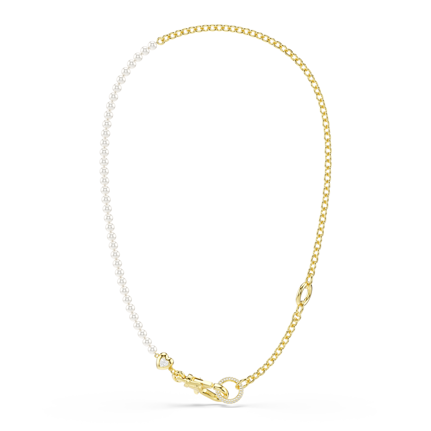 swarovski عقد idyllia، لؤلؤ كريستال، لون أبيض، لمسة نهائية من الذهب عيار 18 قيراط
