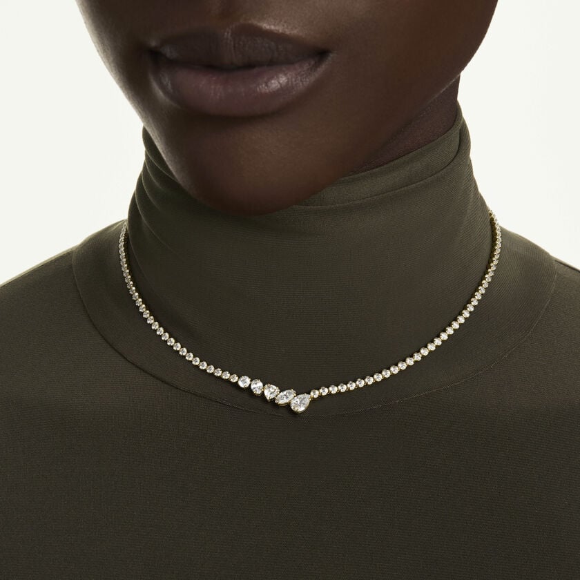 swarovski mesmera necklace  mixed cuts  white  18k gold finish