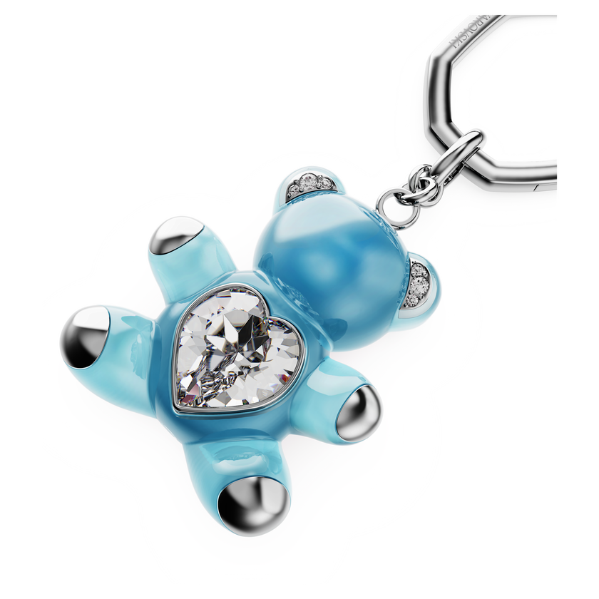 swarovski teddy key ring  bear  blue  rhodium plated