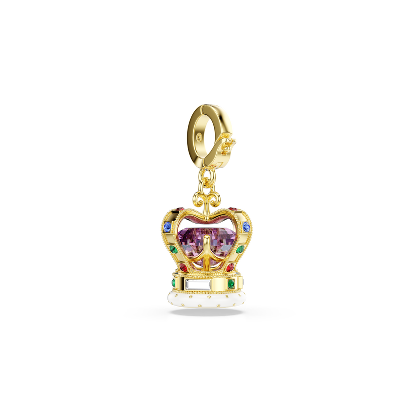 swarovski minions crown charm  mixed cuts  multicolored  18k gold finish