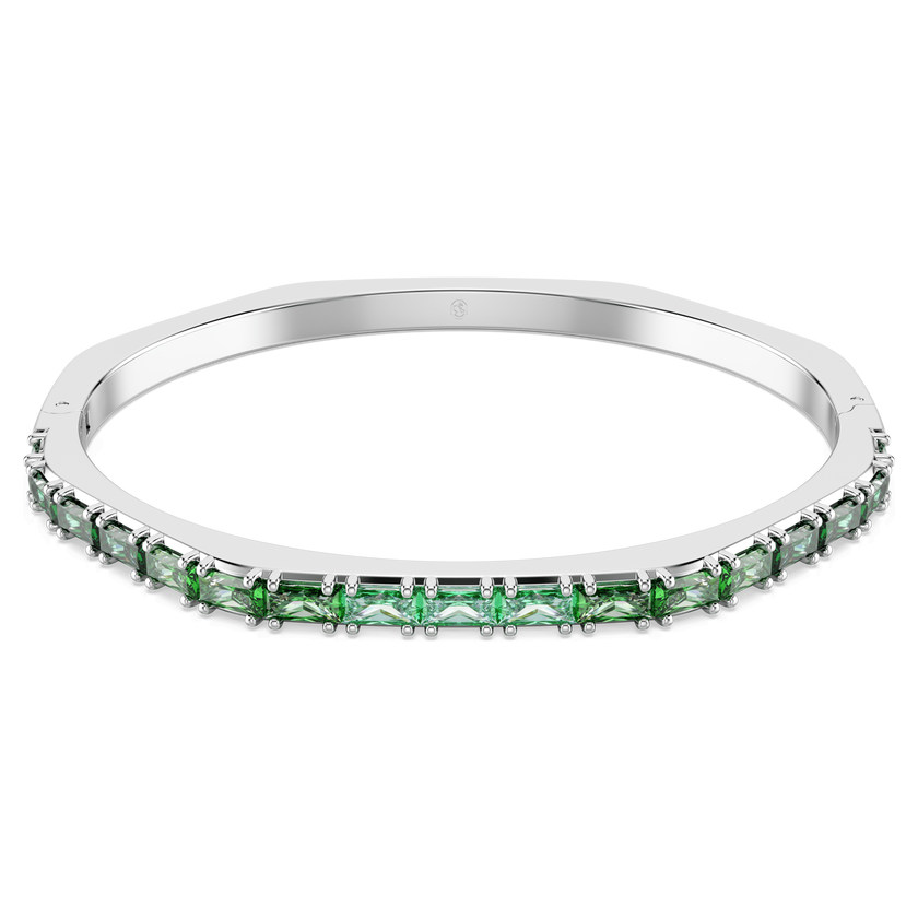swarovski matrix bangle  baguette cut  green  rhodium plated