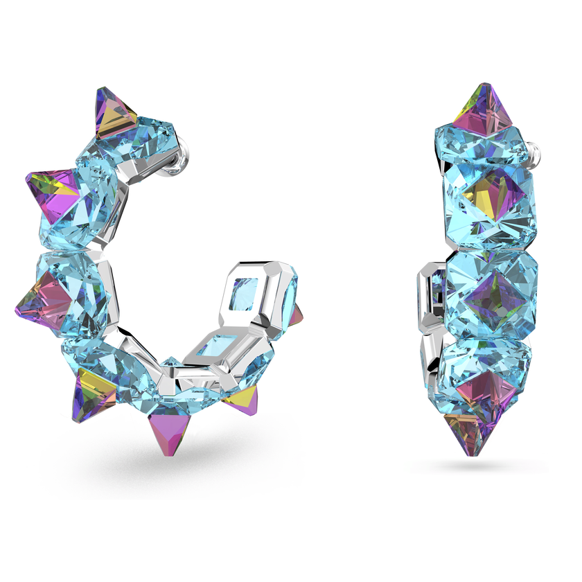 swarovski chroma hoop earrings  blue  rhodium plated