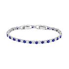 Tennis Deluxe Bracelet, Blue, Rhodium plated