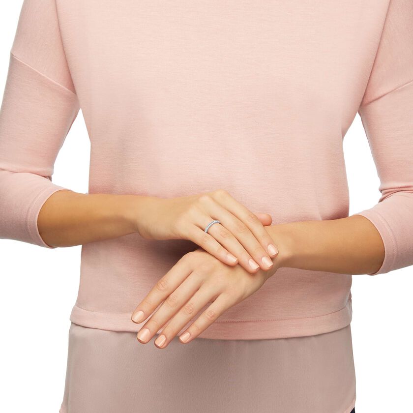Open Matrix Ring Matrix ring, White, Rhodium plated, Size 55 | Swarovski Egypt