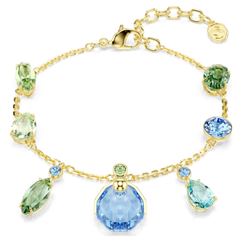 swarovski gema bracelet  mixed cuts  multicolored  gold tone plated