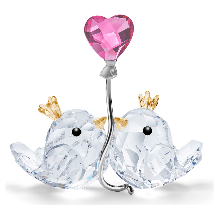 swarovski love birds  pink heart