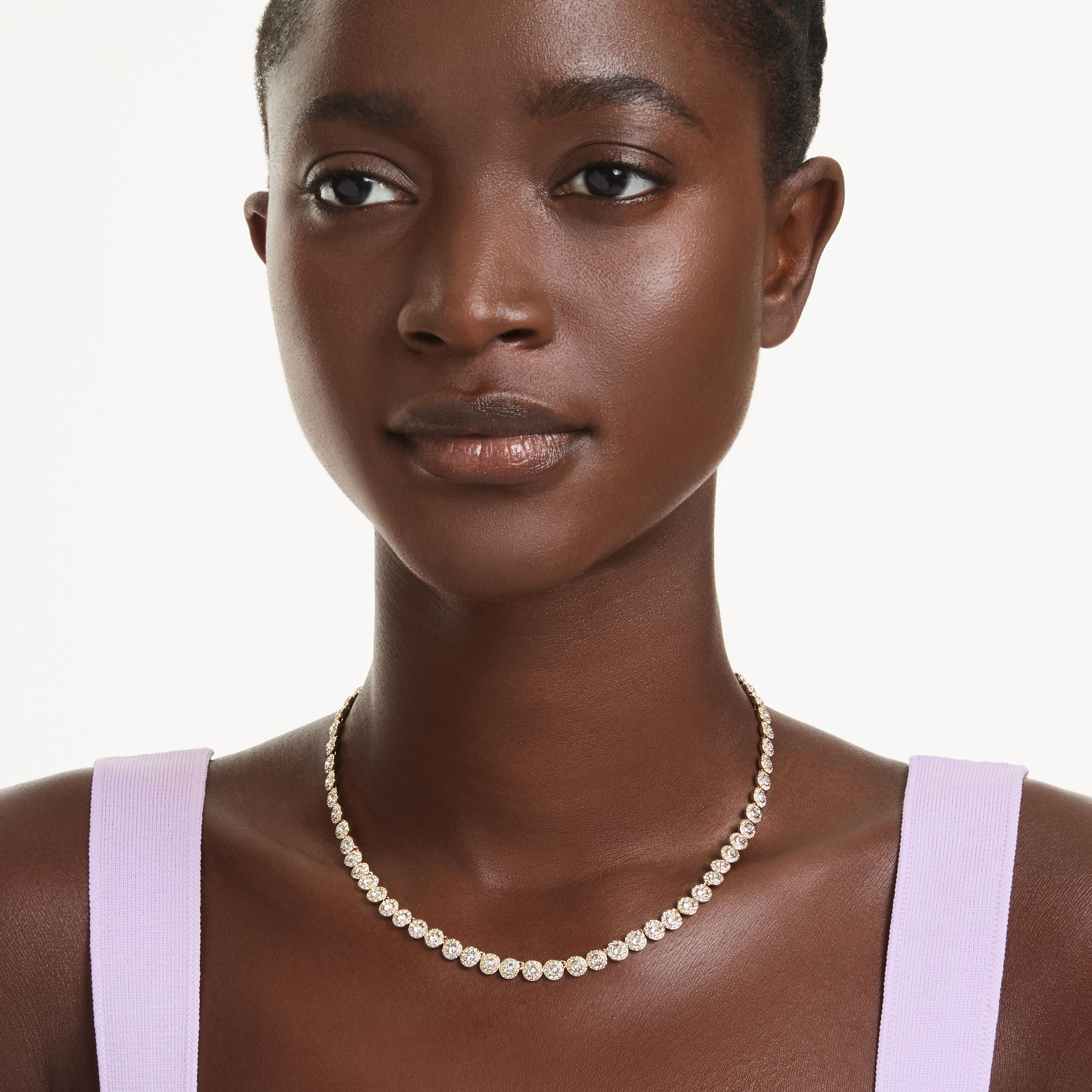 swarovski una angelic necklace  round cut  small  white  gold tone plated