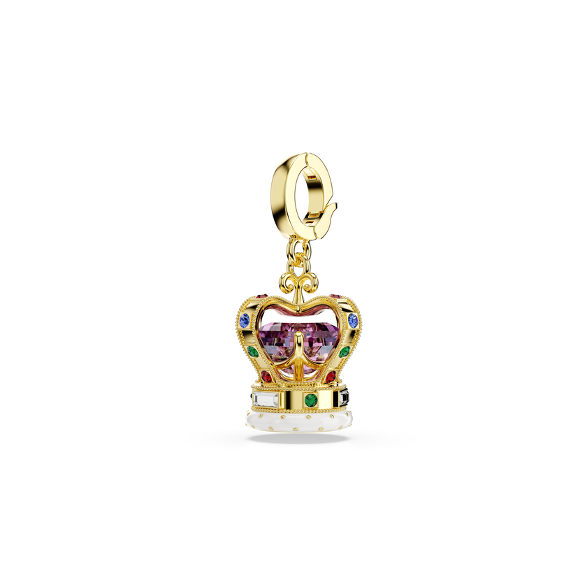 swarovski minions crown charm  mixed cuts  multicolored  18k gold finish