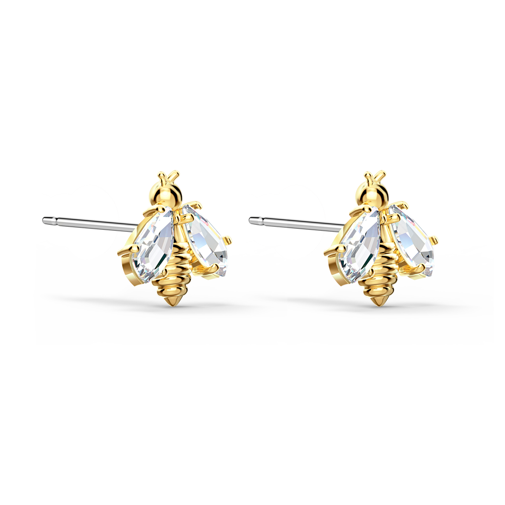 Buy Swarovski أقراط للأذن المثقوبة Eternal Flower على شكل نحلة بيضاء اللون ومطلية باللون الذهبي 5518143