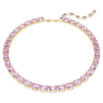 swarovski millenia tennis necklace  octagon cut  purple  gold tone plated