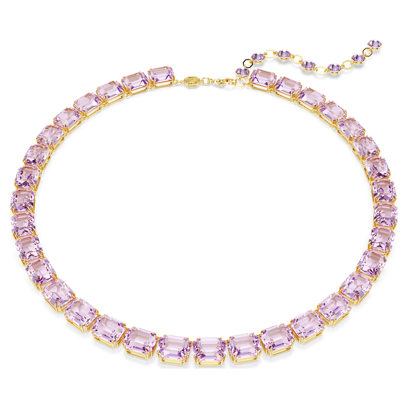 swarovski millenia necklace  octagon cut  purple  18k gold finish