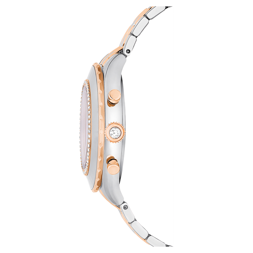 swarovski octea chrono watch  swiss made  metal bracelet  rose gold tone  mixed metal finish