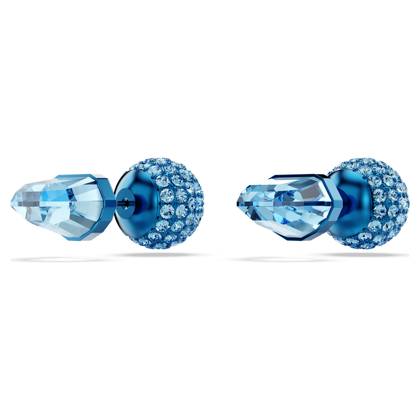 swarovski أقراط دبوسية lucent، أحجار كريستال صغيرة متراصة، شكل كرة، لون أزرق، لمسة نهائية باللون الأزرق