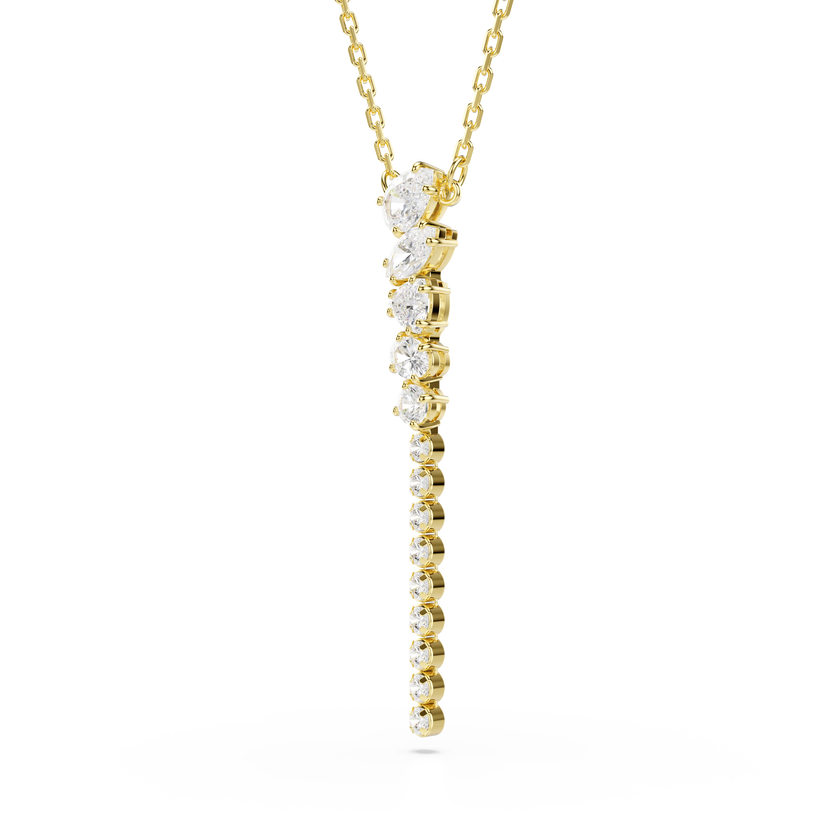 swarovski عقد mesmera على شكل حرف y، قطع متنوع، لون أبيض، لمسة نهائية من الذهب عيار 18 قيراط