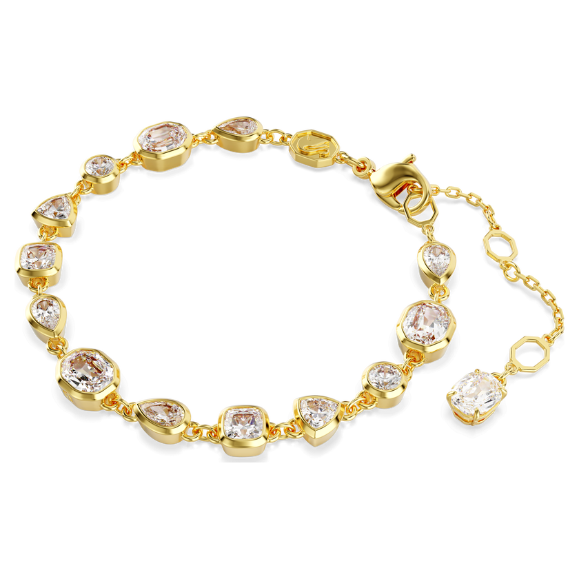 swarovski imber tennis bracelet  mixed cuts  white  gold tone plated