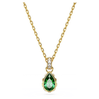 swarovski chroma pendant  pear cut  green  gold tone plated